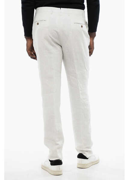 Pantaloni casual CORNELIANI Linen Academy Pants White Barbati (BM 16804947) 4