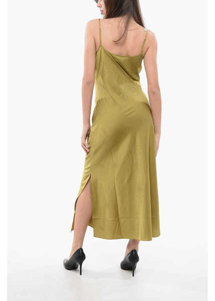 Rochii lungi AllSaints Jacquard Motif Satin Hadley Slip Dress Green Femei (BM 16804998) 3