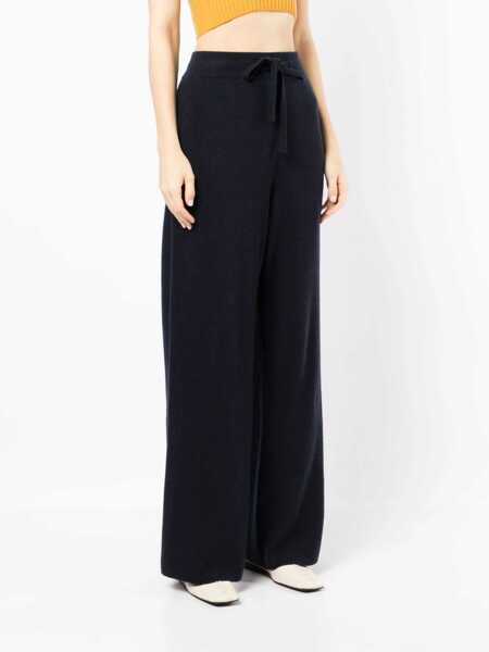 Pantaloni casual Nanushka Ribbed Cashmere Blend Palazzo Pants Midnight Blue Femei (BM 16805001) 3