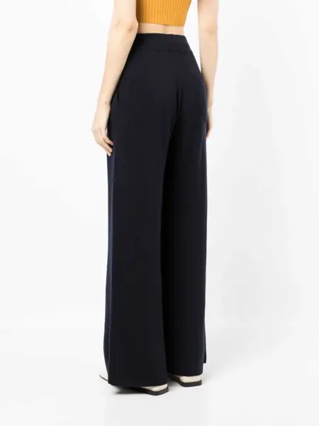 Pantaloni casual Nanushka Ribbed Cashmere Blend Palazzo Pants Midnight Blue Femei (BM 16805001) 4