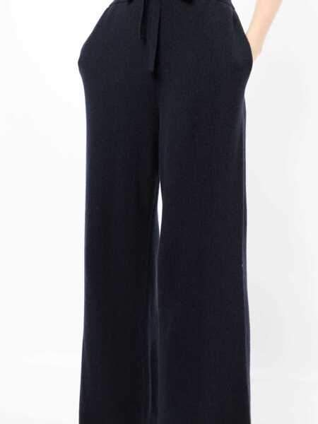 Pantaloni casual Nanushka Ribbed Cashmere Blend Palazzo Pants Midnight Blue Femei (BM 16805001) 5