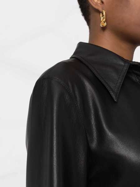 Camasi casual Nanushka Solid Color Faux Leather Naum Shirt Black Femei (BM 16805007) 3