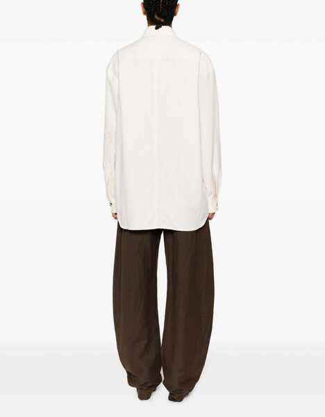 Camasi casual Nanushka Solid Color Fabian Overshirt With Double Breast Pocket Beige Femei (BM 16805010) 4