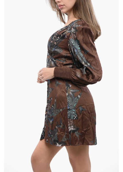 Rochii scurte AllSaints Satin Auden Diana Dress With Front Buttoning Brown Femei (BM 16805292) 2