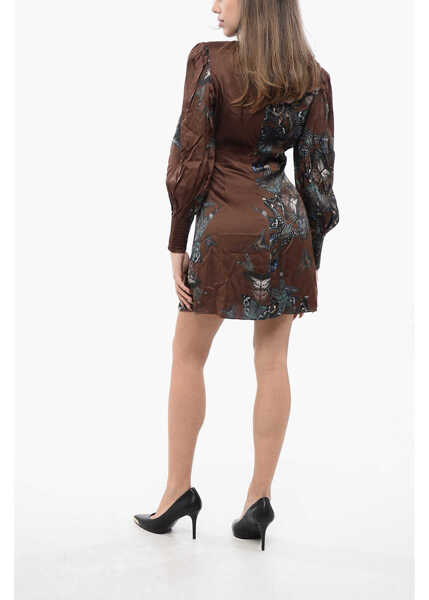 Rochii scurte AllSaints Satin Auden Diana Dress With Front Buttoning Brown Femei (BM 16805292) 3