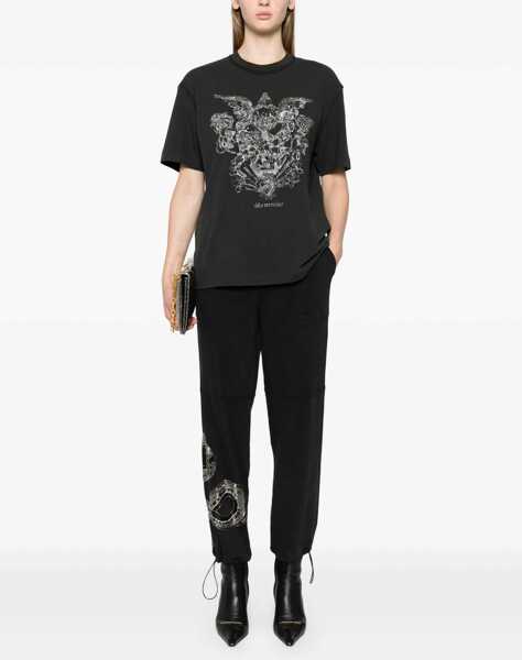 Pantaloni casual AllSaints Stretch Cotton Pants With Elastic Waistband And Decorated Sn Black Femei (BM 16805301) 2