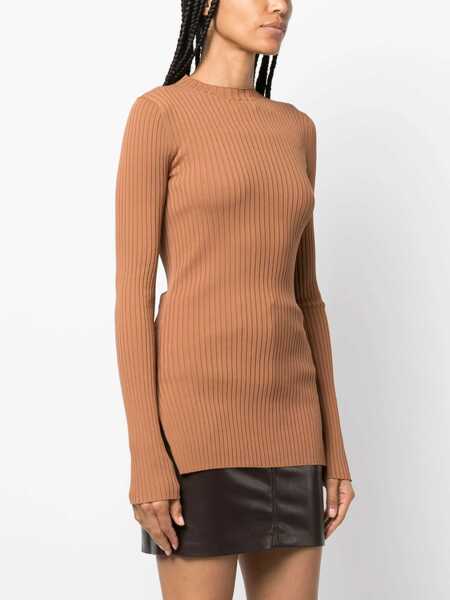 Pulovere Nanushka Ribbed Bardia Sweater With Side Slits Brown Femei (BM 16805316) 3
