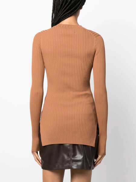 Pulovere Nanushka Ribbed Bardia Sweater With Side Slits Brown Femei (BM 16805316) 4