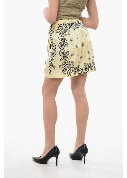 Pantaloni scurti Nanushka Bandana Motif Silk Anne Shorts Yellow Femei (BM 16805319) 2