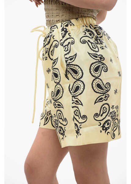 Pantaloni scurti Nanushka Bandana Motif Silk Anne Shorts Yellow Femei (BM 16805319) 3
