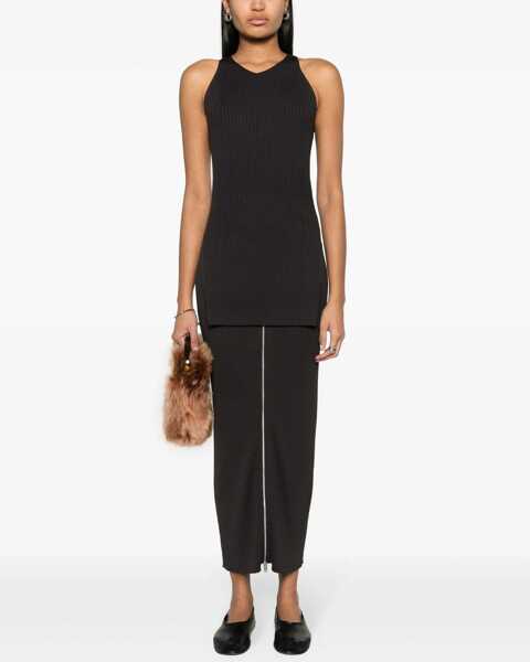 Fuste lungi Nanushka Ribbed Meika Midi Skirt With Front Zip Brown Femei (BM 16805325) 2