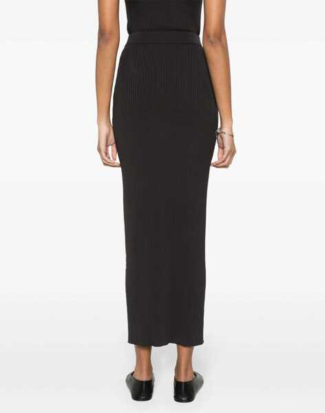 Fuste lungi Nanushka Ribbed Meika Midi Skirt With Front Zip Brown Femei (BM 16805325) 4
