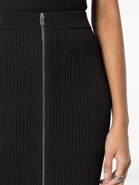 Fuste lungi Nanushka Ribbed Meika Midi Skirt With Front Zip Brown Femei (BM 16805325) 5