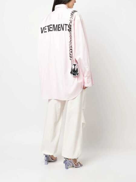Camasi casual Vetements Unisex Poplin Cotton Oversized Shirt With Printed Logo Pink Barbati (BM 16805433) 3