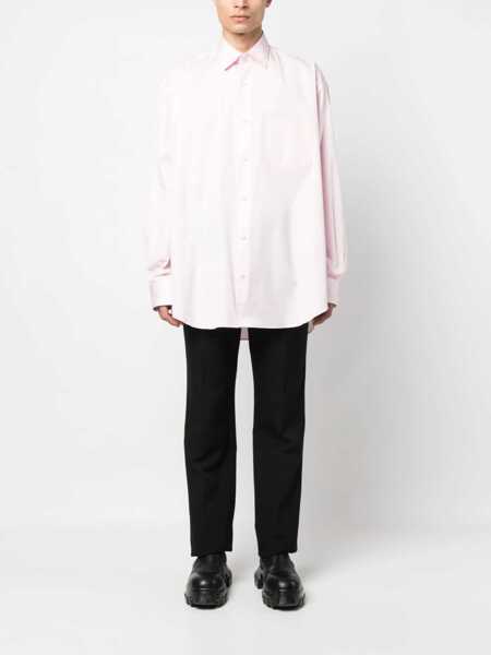Camasi casual Vetements Unisex Poplin Cotton Oversized Shirt With Printed Logo Pink Barbati (BM 16805433) 4