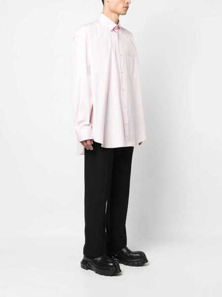 Camasi casual Vetements Unisex Poplin Cotton Oversized Shirt With Printed Logo Pink Barbati (BM 16805433) 5