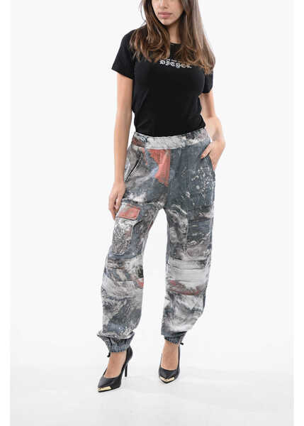 Pantaloni casual Diesel Red Tag Camouflage P-Mirt-Cmf Cargo Pants With Drawstring Wa Multicolor Femei (BM 16805436) 4