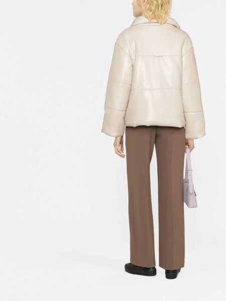 Jachete Nanushka Faux Leather Hide Jacket Wth Snap Buttons Beige Femei (BM 16805463) 4