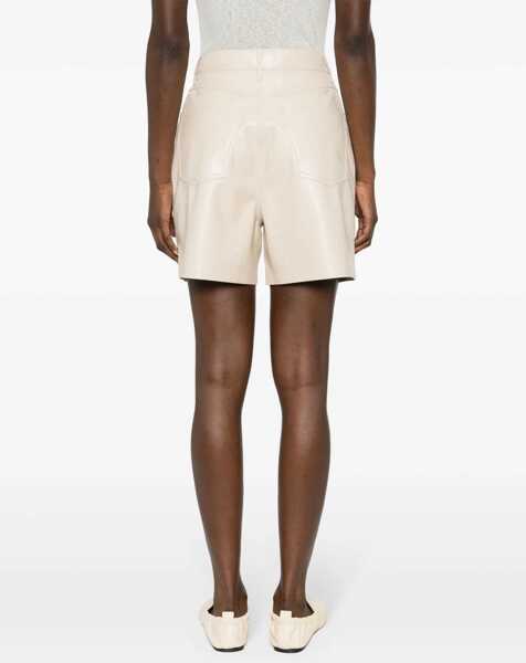 Pantaloni scurti Nanushka High Waist Faux Leather Zosha Shorts Beige Femei (BM 16805466) 4