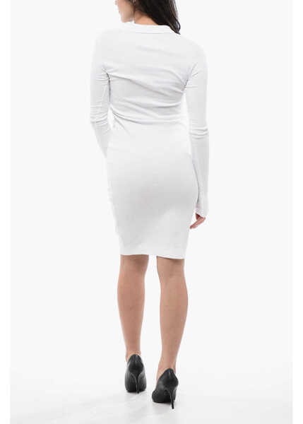 Tricouri Polo Diesel Red Tag Ribbed D-Ribenny-Ls-D Bodycon Polo Dress With 2-Butt White Femei (BM 16805481) 2