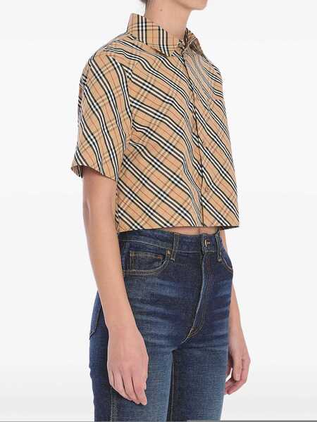 Camasi Burberry Check Cropped Shirt BEIGE Femei (BM 16805583) 4