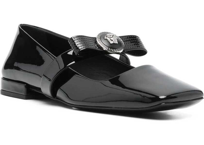 Balerini Versace Patent Leather Ballerina Gianni Ribbon BLACK Femei (BM 16805724) 2