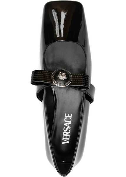 Balerini Versace Patent Leather Ballerina Gianni Ribbon BLACK Femei (BM 16805724) 4