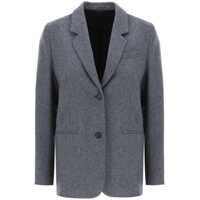 Geci Grey Single-Breasted Jacket With Notched Revers In Wool Blend Woman Femei