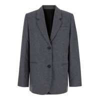 Geci Grey Single-Breasted Jacket With Notched Revers In Wool Blend Woman Femei