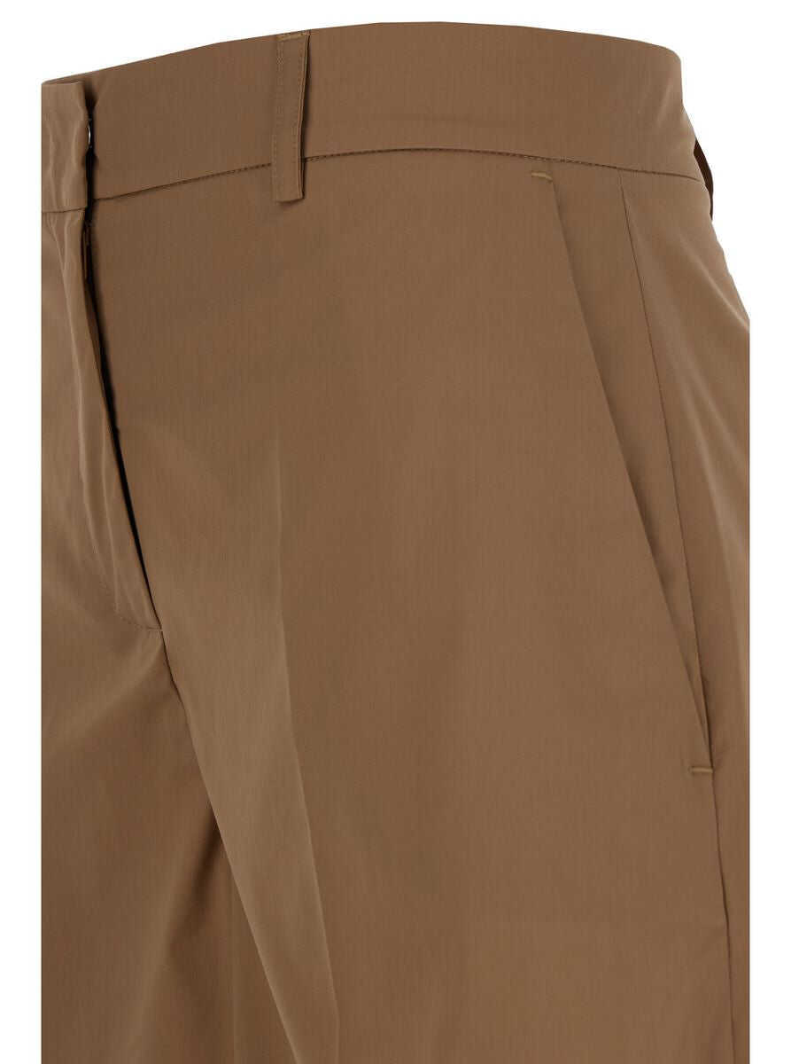 Pantaloni casual PLAIN Brown Shorts With Belt Loops In Cotton Woman Beige Femei (BM 16807373) 3