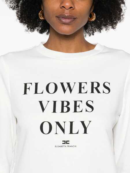 Pulovere Elisabetta Franchi White shirt with writing White Femei (BM 16809422) 5