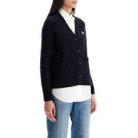 Cardigane Oversized Blue Cardigan 100% Wool With Fox Patch Femei