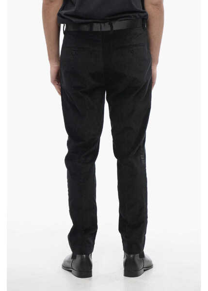 Pantaloni eleganti AllSaints Velvet Skinny Fit Lyra Pants With Satin Trims Black Barbati (BM 16814925) 2