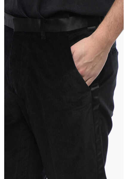 Pantaloni eleganti AllSaints Velvet Skinny Fit Lyra Pants With Satin Trims Black Barbati (BM 16814925) 3