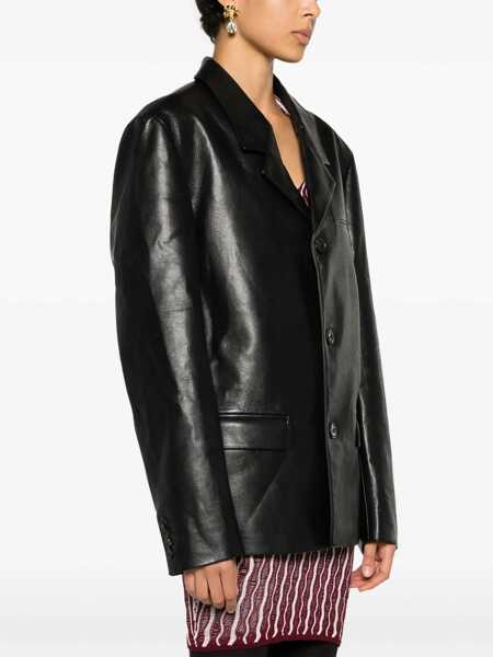 Sacouri Nanushka Center Vent Faux Leather Rox Blazer Black Barbati (BM 16814931) 3