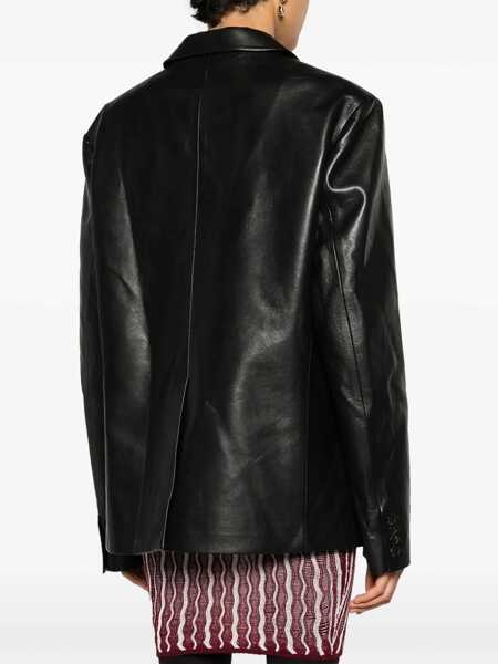 Sacouri Nanushka Center Vent Faux Leather Rox Blazer Black Barbati (BM 16814931) 4