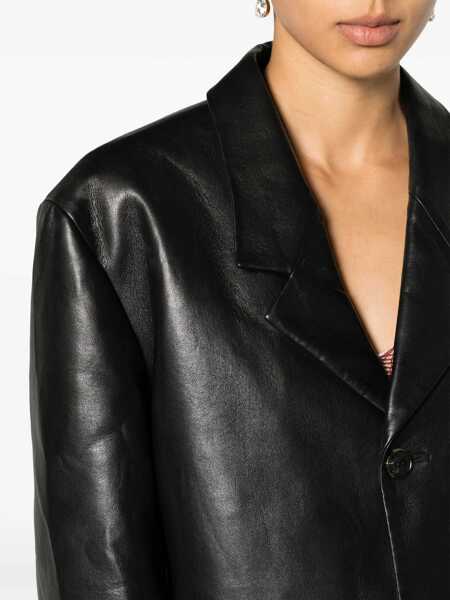 Sacouri Nanushka Center Vent Faux Leather Rox Blazer Black Barbati (BM 16814931) 5