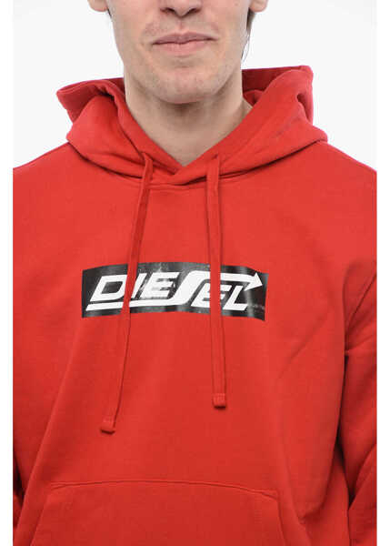 Bluze de trening Diesel Brushed Cotton S-Ginn Hoodie With Printed Logo Red Barbati (BM 16814955) 3