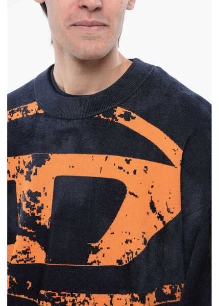 Pulovere Diesel Red Tag Velvet K-Tria Crew-Neck Sweater With Frontal Monogra Midnight Blue Barbati (BM 16814991) 3