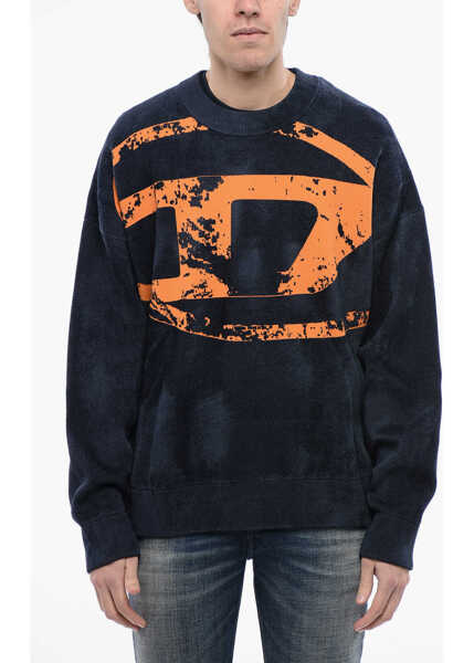 Pulovere Diesel Red Tag Velvet K-Tria Crew-Neck Sweater With Frontal Monogra Midnight Blue Barbati (BM 16814991) 1