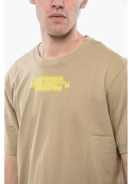 Tricouri Diesel Red Tag Cotton T-Just-Slits-N6 Crew-Neck T-Shirt With Print Beige Barbati (BM 16815003) 3