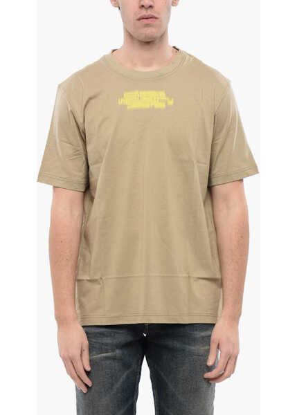 Tricouri Diesel Red Tag Cotton T-Just-Slits-N6 Crew-Neck T-Shirt With Print Beige Barbati (BM 16815003) 1