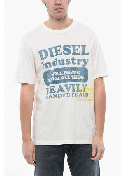Tricouri Diesel Red Tag Printed Soft Jersey T-Just-N9 Crew-Neck T-Shirt White Barbati (BM 16815006) 1