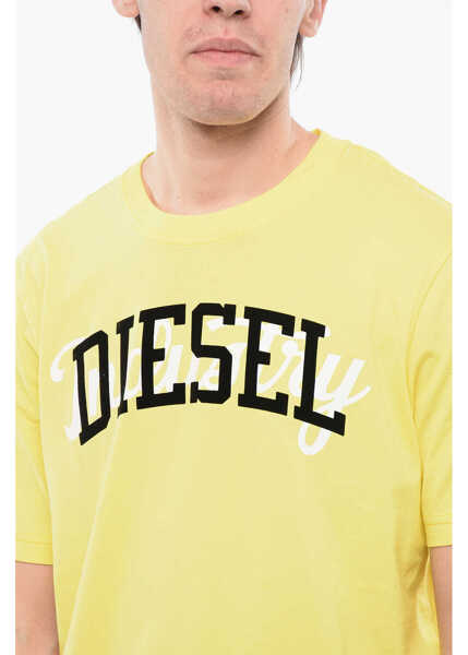 Tricouri Diesel Red Tag Cotton T-Just-N10 Crew-Neck T-Shirt With Velvet Logo Yellow Barbati (BM 16815012) 3