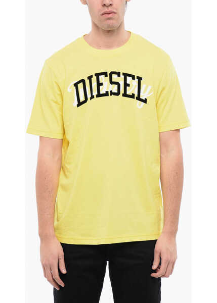 Tricouri Diesel Red Tag Cotton T-Just-N10 Crew-Neck T-Shirt With Velvet Logo Yellow Barbati (BM 16815012) 1
