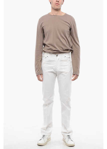 Pantaloni casual CORNELIANI Id Luxury Denim Solid Color 5 Pockets Pants White Barbati (BM 16815114) 4