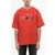Diesel Red Tag Solid Color T-Nabel-M1 Crew-Neck T-Shirt With Cracke Red