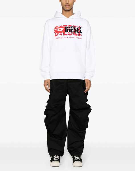 Bluze de trening Diesel Red Tag Embroidered S-Baxt Hoodie With Patch Pocket White Barbati (BM 16815183) 2
