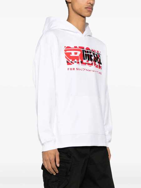 Bluze de trening Diesel Red Tag Embroidered S-Baxt Hoodie With Patch Pocket White Barbati (BM 16815183) 3