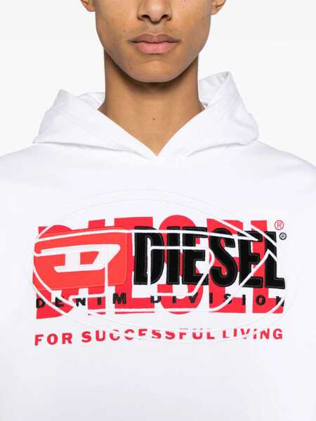 Bluze de trening Diesel Red Tag Embroidered S-Baxt Hoodie With Patch Pocket White Barbati (BM 16815183) 5